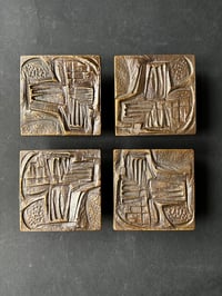 Image 1 of Group of Four Bronze Push-Pull Door Handles with Abstract Modernist Design