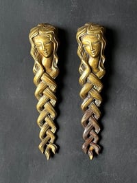 Image 1 of Pair of Door Handles in the form of a Woman's Face with Braided Hair