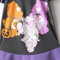 Image 2 of care bears halloween 8/10 short sleeve courtneycourtney twirly dress purple spider mummy boo spooky 