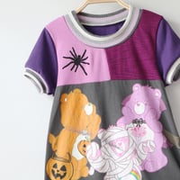 Image 3 of care bears halloween 8/10 short sleeve courtneycourtney twirly dress purple spider mummy boo spooky 