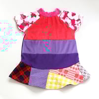 Image 2 of rainbow patchwork purple mix 12m 1st 1 one first birthday bday short sleeve dress courtneycourtney