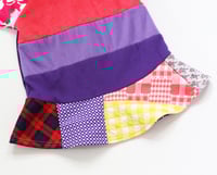 Image 3 of rainbow patchwork purple mix 12m 1st 1 one first birthday bday short sleeve dress courtneycourtney