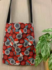 Image 2 of MARKET BAG - DENIM AND RED/BLUE