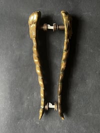 Image 3 of Pair of Door Handles in the form of a Woman's Face with Braided Hair