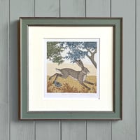 Image 3 of HAND DRAWN RUNNING HARE  SIGNED ART PRINT