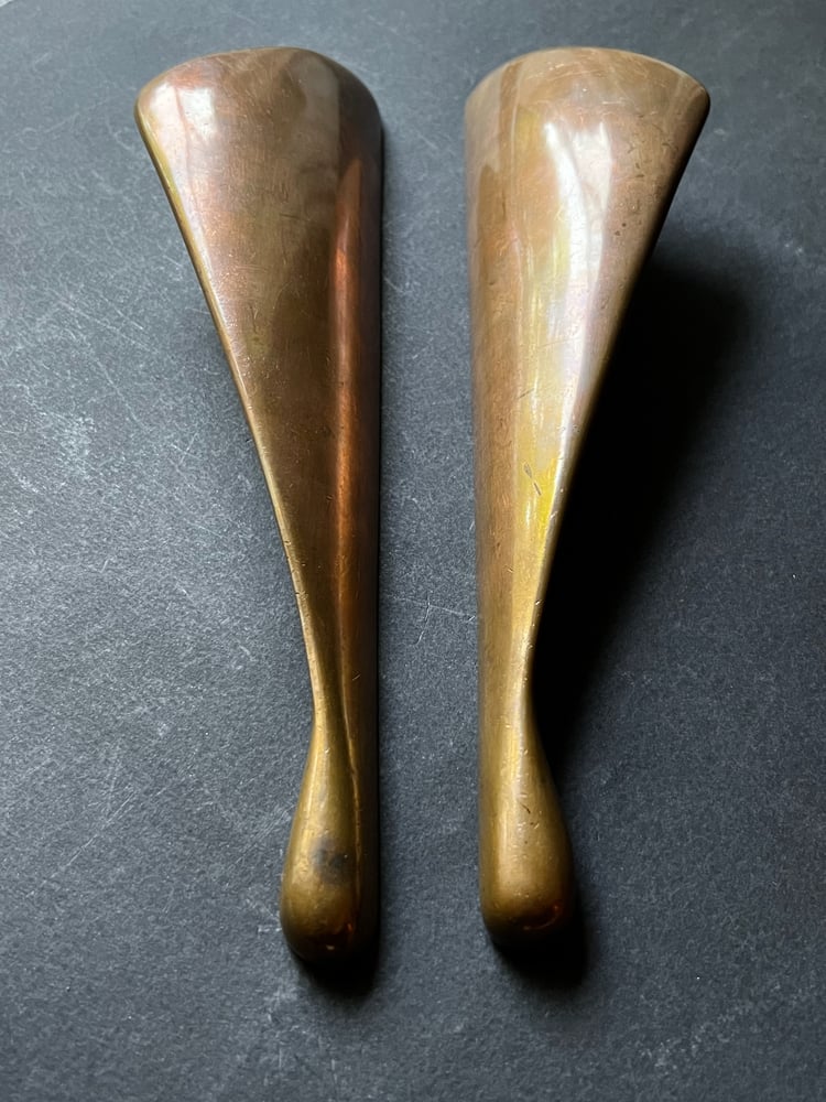 Image of Pair of Long Bronze Door Handles, 20th Century