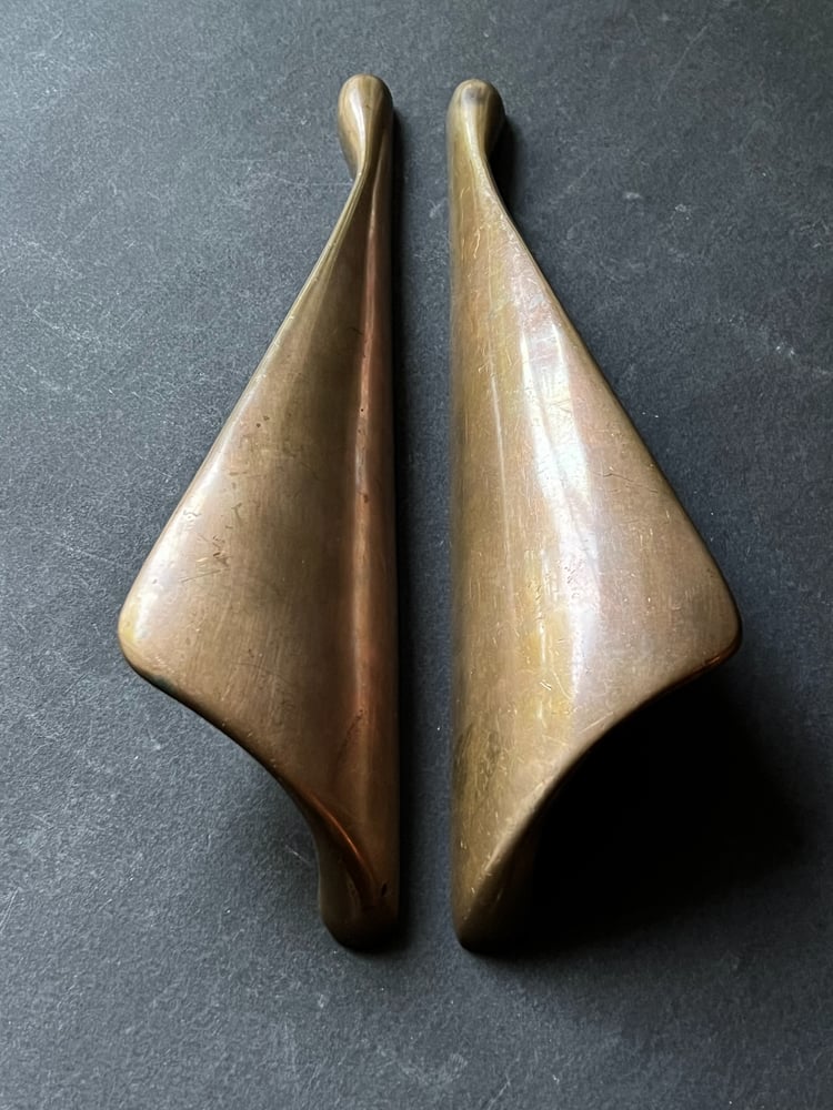 Image of Pair of Long Bronze Door Handles, 20th Century