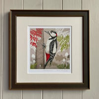 Image 3 of HAND DRAWN WOODPECKER SIGNED ART PRINT