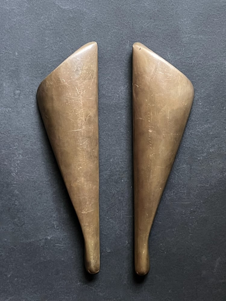 Image of Pair of Long Bronze Door Handles, 20th Century