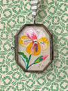 Yellow pink pansy locket