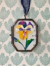 Yellow purple pansy locket