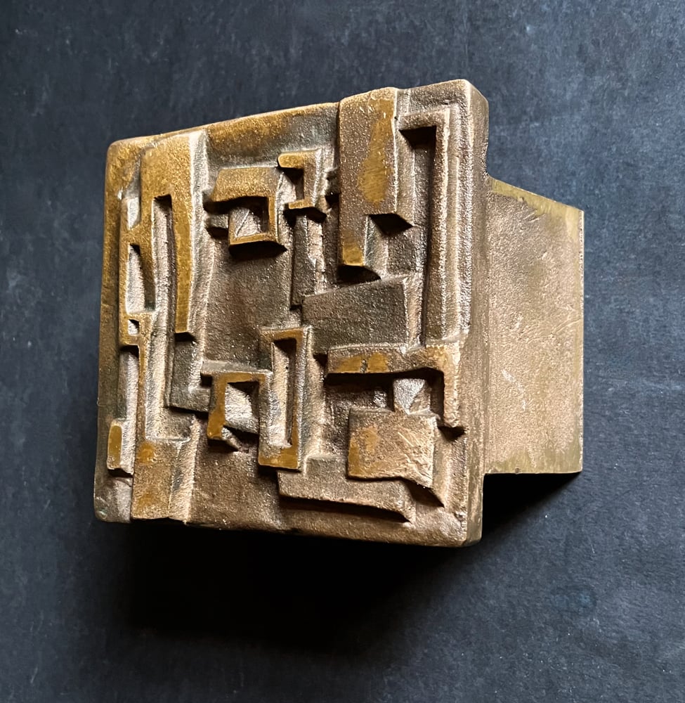 Image of Bronze Push-Pull Handle with Abstract Modernist Design, 20th Century