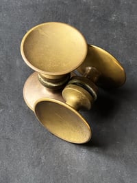 Image 1 of Two Sets Mid-Size Circular Door Handles in Bronze, Mid-20th Century, France