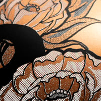 Image 2 of Snake in the Peonies - Copper Foil 11x17 Print