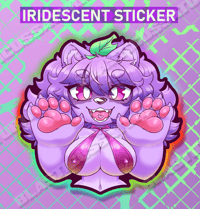 Image 2 of Shiny Purple Tanuki - Iridescent Vinyl Sticker