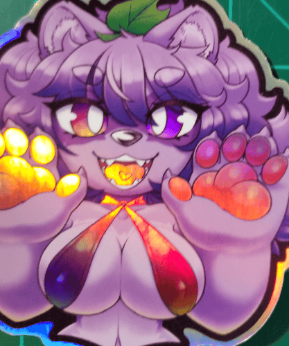 Shiny Purple Tanuki - Iridescent Vinyl Sticker