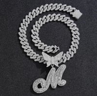Cuban Link Butterfly Initial Necklace 