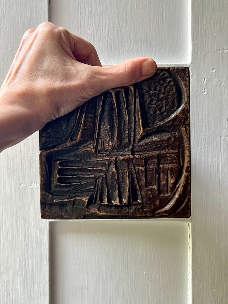 Image of Group of Four Bronze Push-Pull Door Handles with Abstract Modernist Design