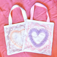 Image 1 of Lace Heart Totebags