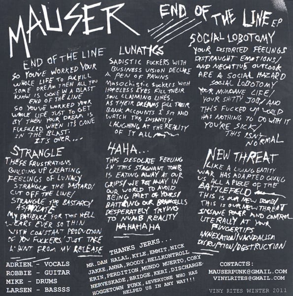  Mauser End of the Line 7-inch black vinyl record