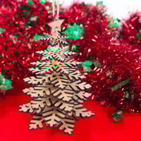Image 2 of Christmas Tree Made From Wooden Snowflakes