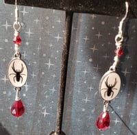 Crimson and Spiders Earrings
