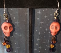 Orange Skull Earrings