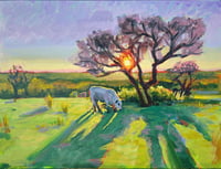 Golden Hour Cow by Sari Shryack - Original Painting