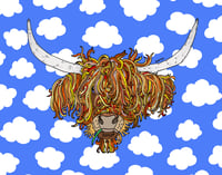 Image 2 of Highland Cow in the Sky by Dave Hill 11x14 Poster