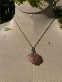 Image 4 of Love Wrapped Rose Quartz Tumbled River Stone Necklace