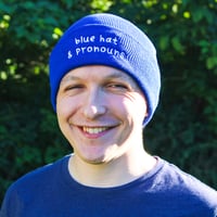 Image 2 of Blue Hat & Pronouns Beanie