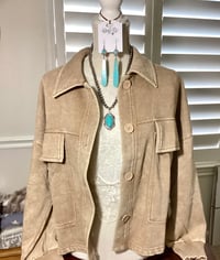 Image 2 of Camel Washed Crop Shacket 