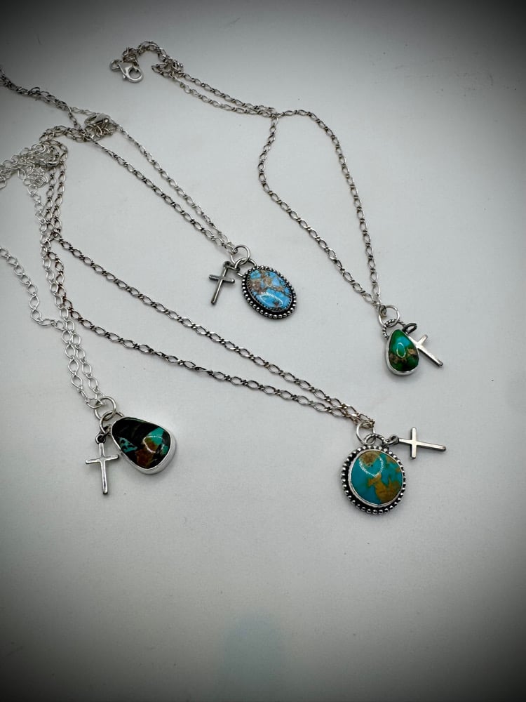 Image of Dainty Golden Hills & Cross Necklace