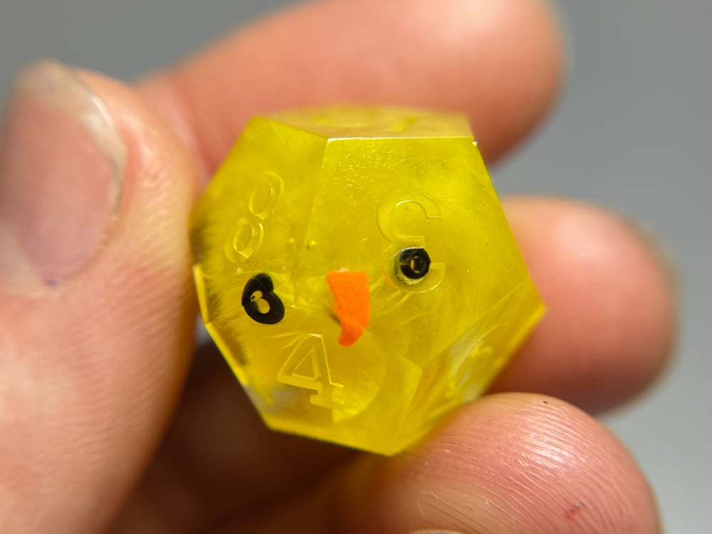 Image of Yellow Easter chicks (MADE to order) 7-piece dice set for TTRPG