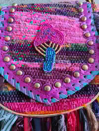 Image 3 of FRILL MINI body cross Sari bag with ruffles - detachable strap -shroom 1