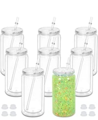 (BLANK) 16 oz Acrylic snow globe tumbler (with clear lid)