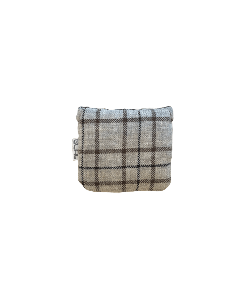 Grey Wool Check And Brown Pig Suede Mallet Putter Cover