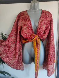 Image 4 of Stevie sari tie top with tassles red and yellow