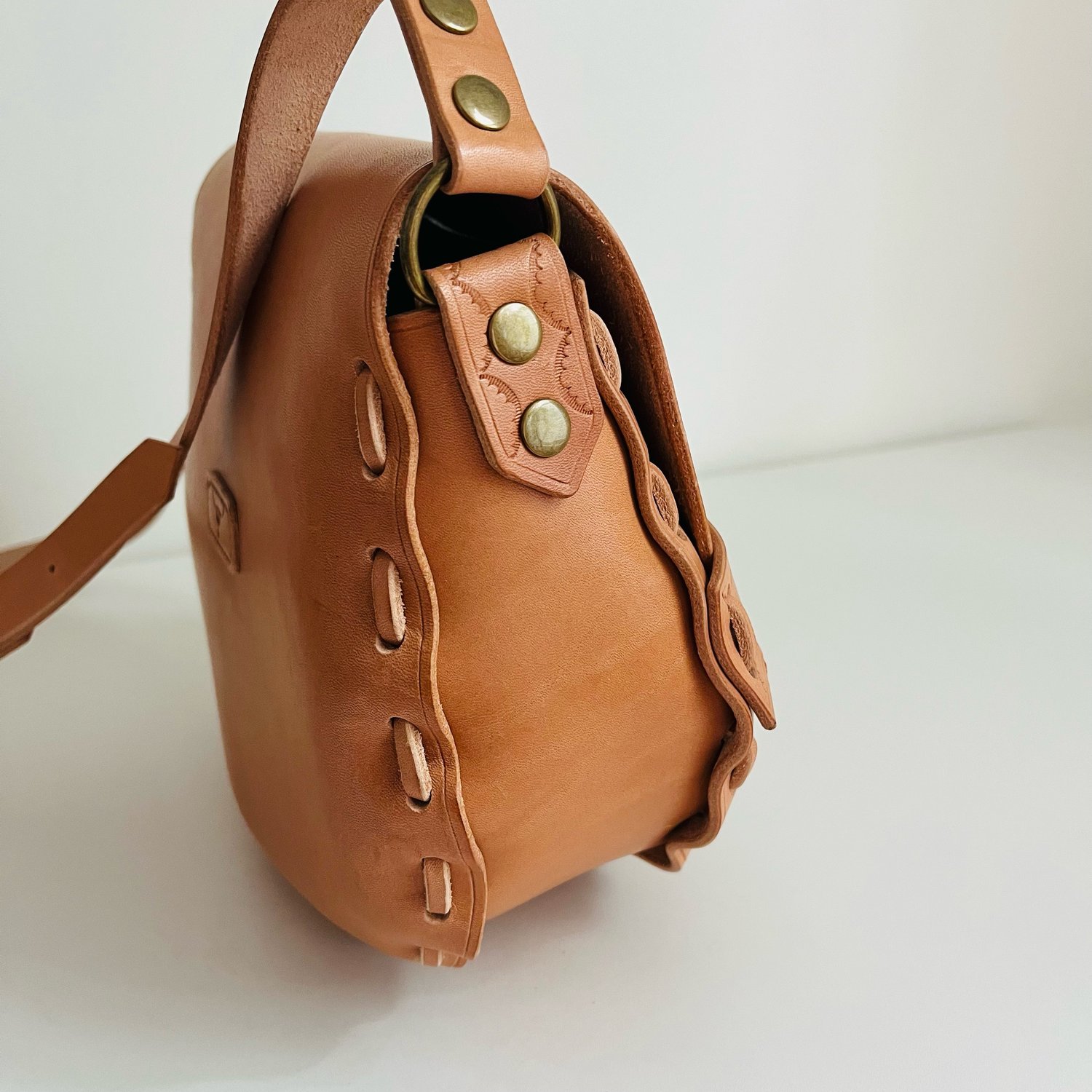 Image of Natural Vachetta Crossbody Saddle Bag
