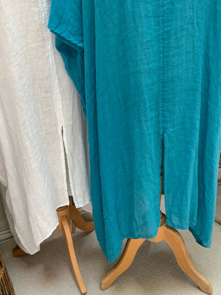 Image of Robe de Plage en voile de lin Turquoise