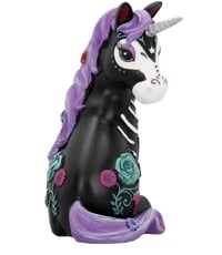 Image 4 of Sugarcorn Black Day of the Dead Skeleton Unicorn Figurine
