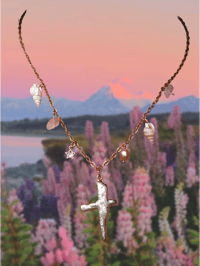 Image 5 of Baroque Pearl Cross Pink Charm Necklace