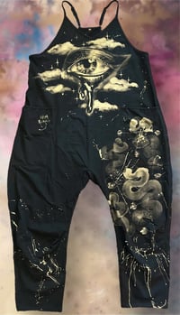 Image 1 of “EYE IN THE SKY” BLEACH PAINTED BAGGY ROMPER LARGE