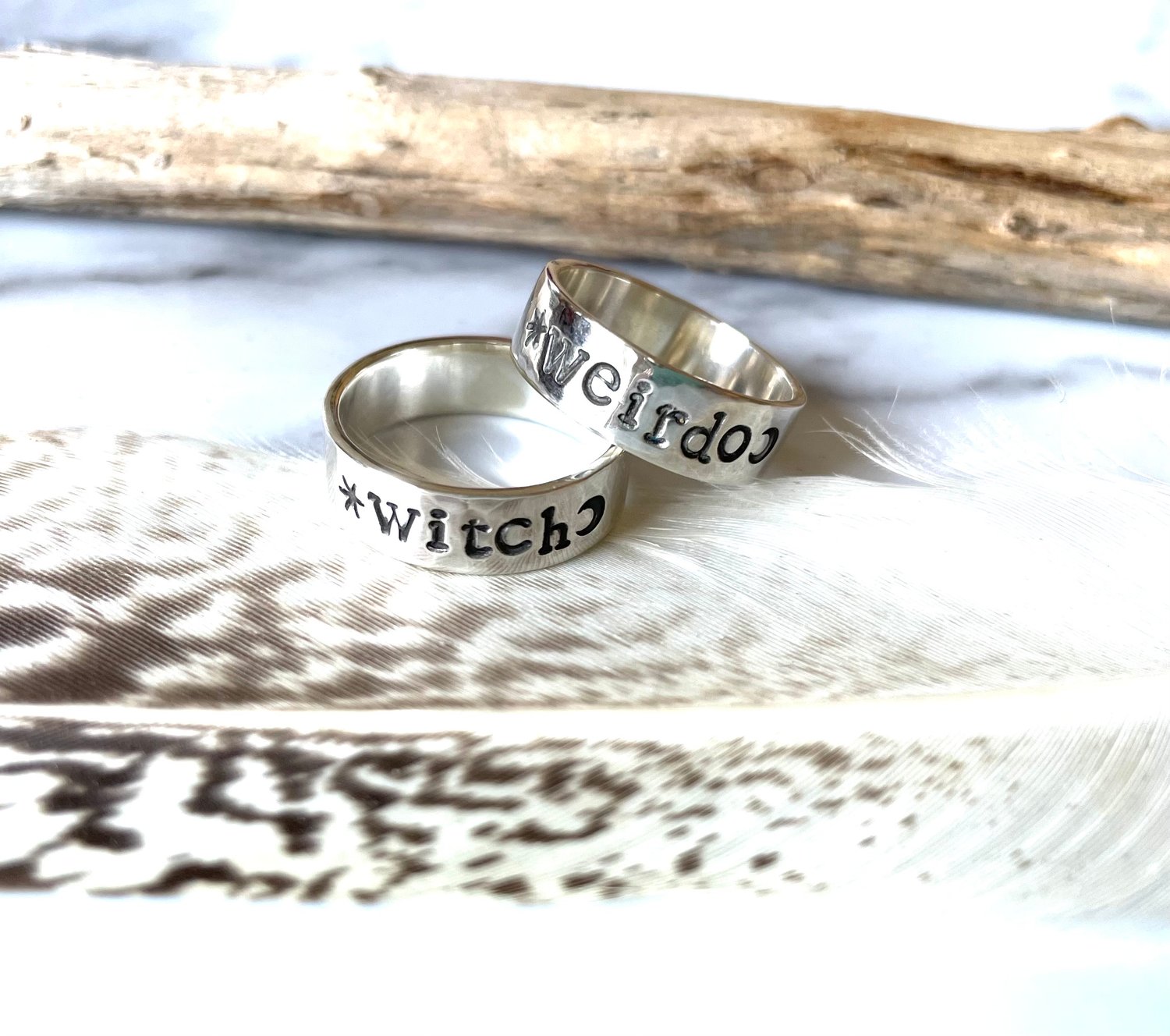 Image of Sterling Silver Witch & Weirdo Rings Bestie Bundle Two Rings 925