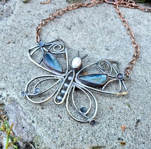 Butterfly necklace with kyanite