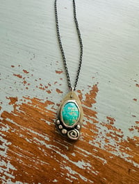 Image 10 of Sierra Nevada turquoise pendant with sterling silver rose and pearls