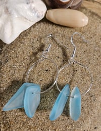 Image 1 of caribbean blue hoop earrings