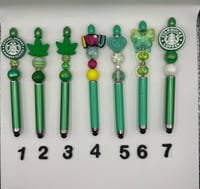 Image 1 of Green Beaded Dual Touchscreen/Ball Point Pens