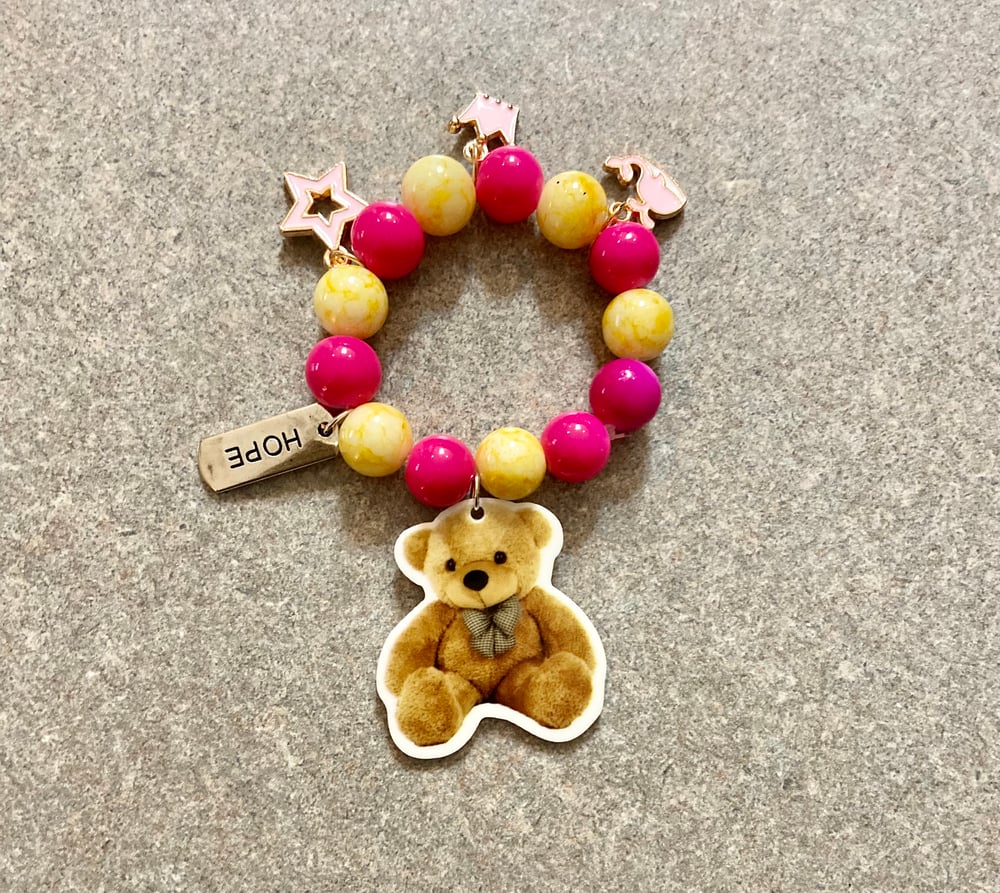 Image of Kids teddy bear beaded bracelet 