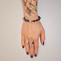 Image 2 of Pink Stone, Purple, or Blue Flower w/ Caps Magnetic Ring Collection